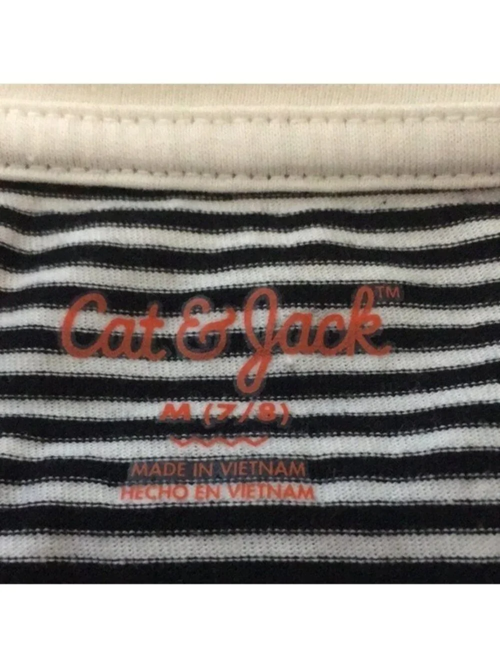 Cat & Jack Girls Top Long Sleeve Black/ White Striped Size M 7-8